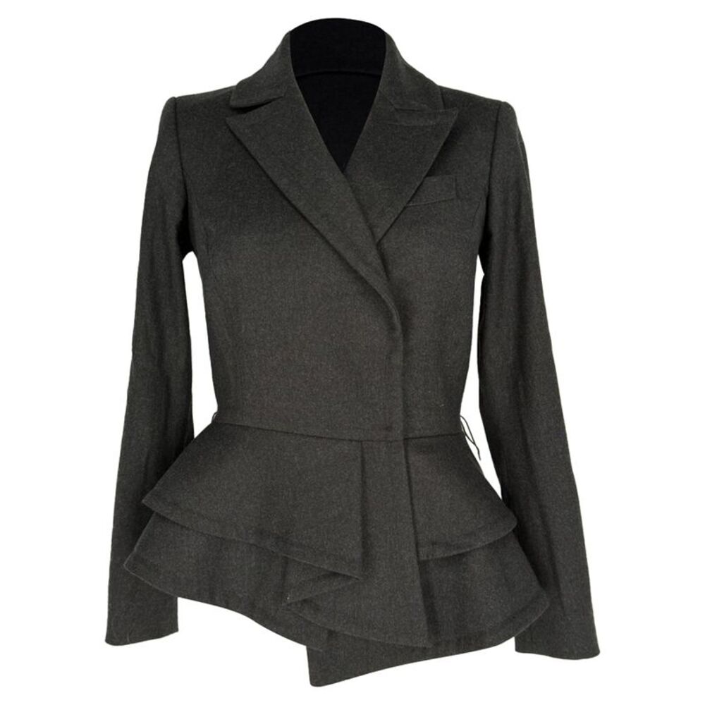 Oscar De La Renta Peplum Blazer in Grey Wool